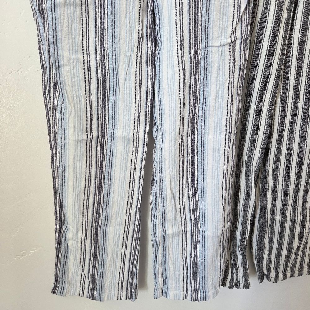 Belle Du Jour Linen Stripe Beach Pants Bundle Of Two Vacation Lightweight Small - Picture 5 of 14